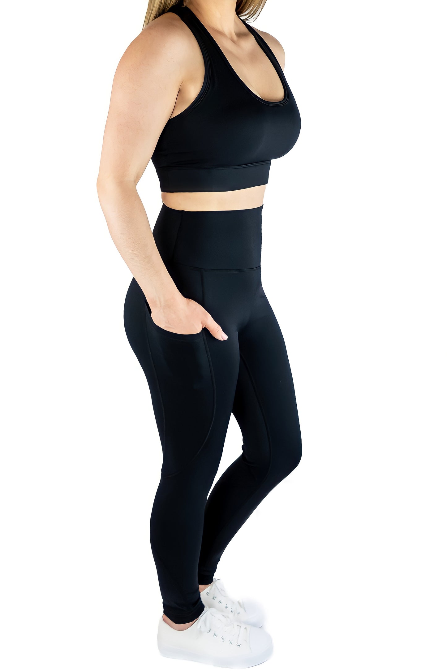 Premium Racerback Sports Bra & Legging Set - Black