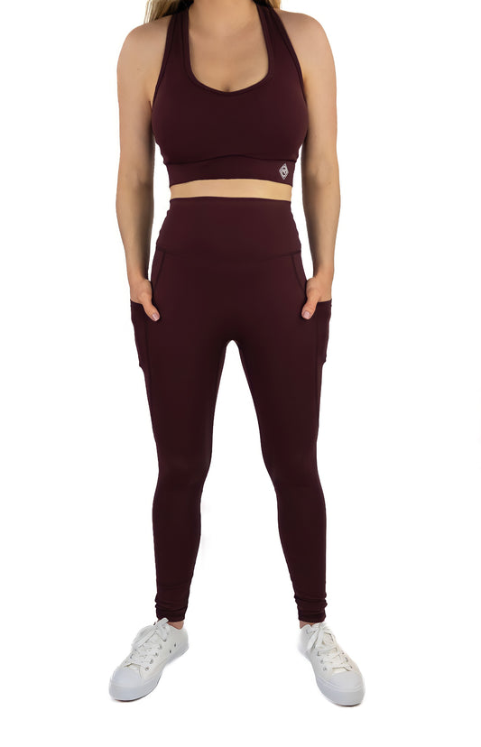 Premium Racerback Sports Bra & Legging Set - Maroon